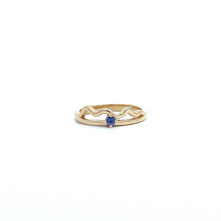 Imagine Original Mountain scene ring w/ Yogo sapphire - 14ky