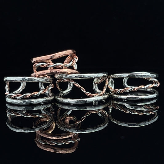 Silver & Copper Cuff Rings - small - medium