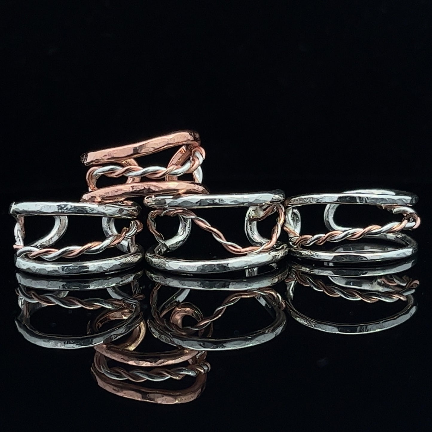Silver & Copper Cuff Rings - small - medium