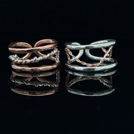 Silver & Copper Cuff Ring - large