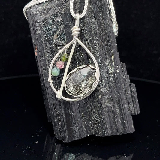 Tourmaline pendant in silver - hand made