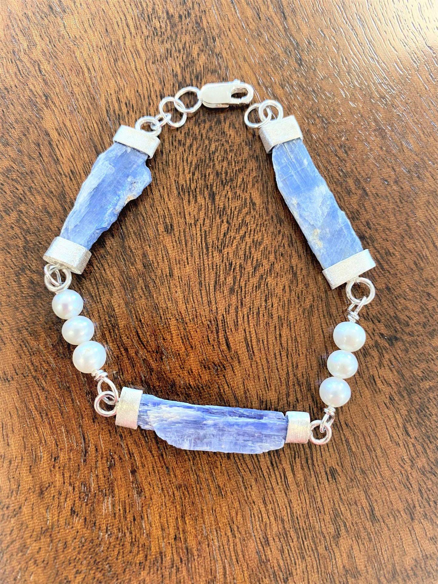 Kyanite & Pearl Bracelet in Silver - .925