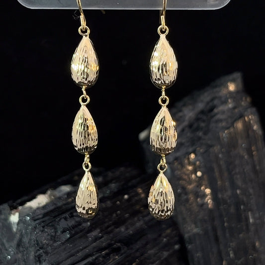 Pinecone Inspired Dangle Earrings - 14k Yellow Gold