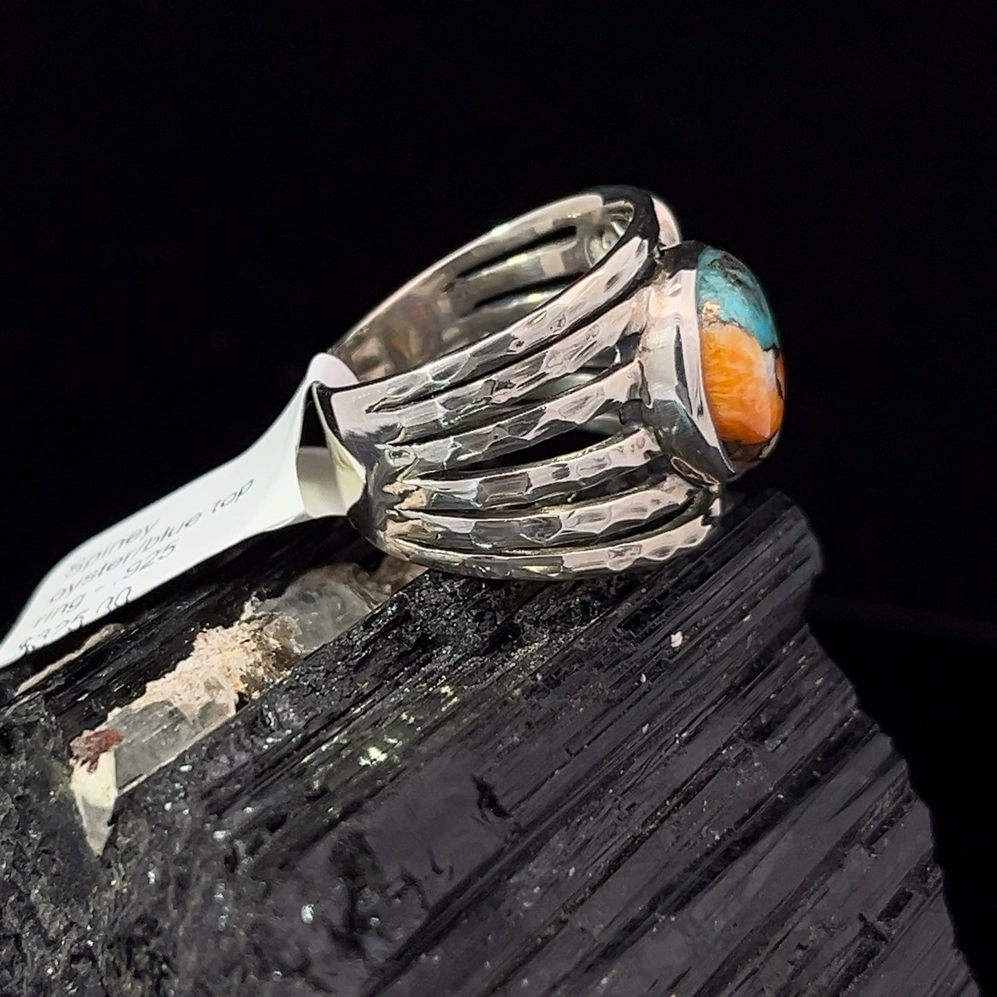Spiny Oyster w/ Blue Topaz Ring - .925