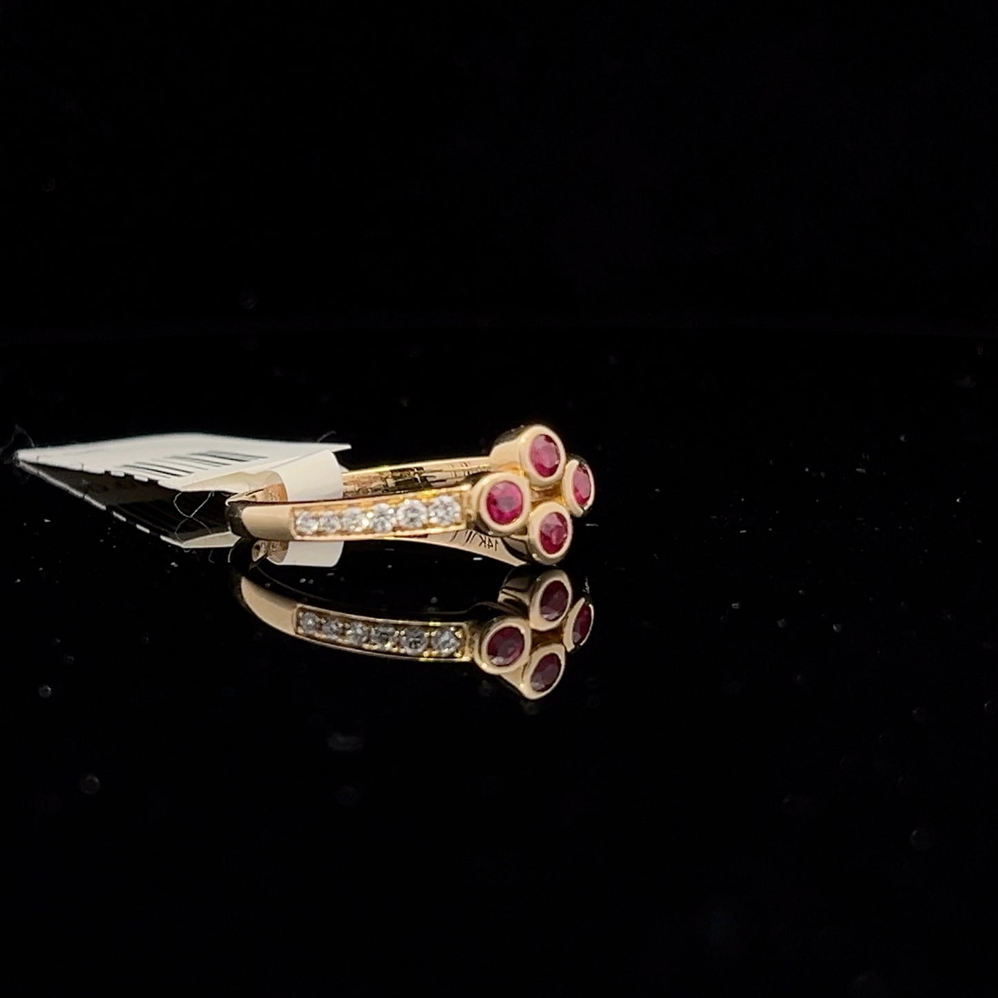 Ruby Quartet & Diamond Ring- 14k Yellow Gold