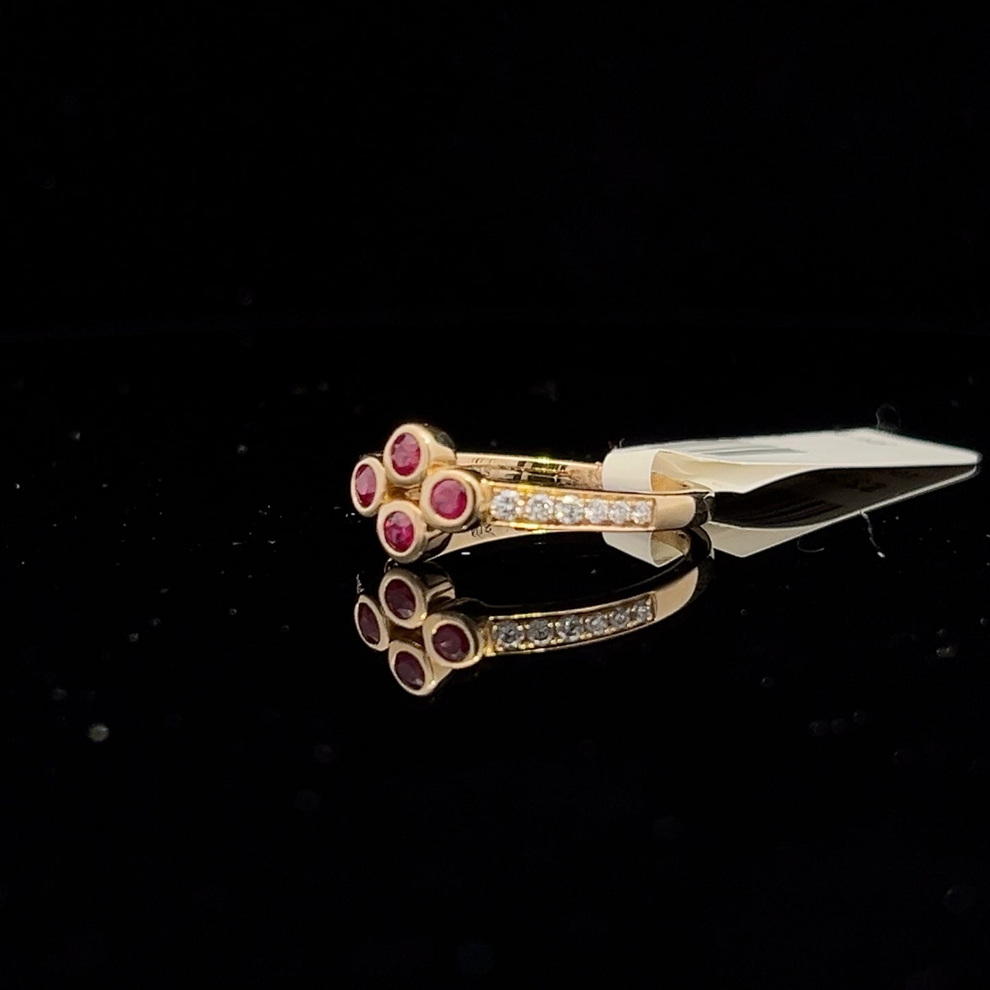 Ruby Quartet & Diamond Ring- 14k Yellow Gold