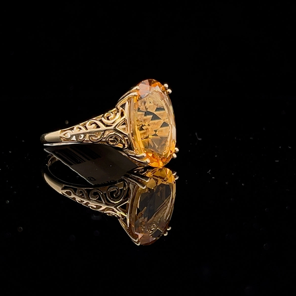 Oval Citrine Filigree Ring- 14k Yellow Gold