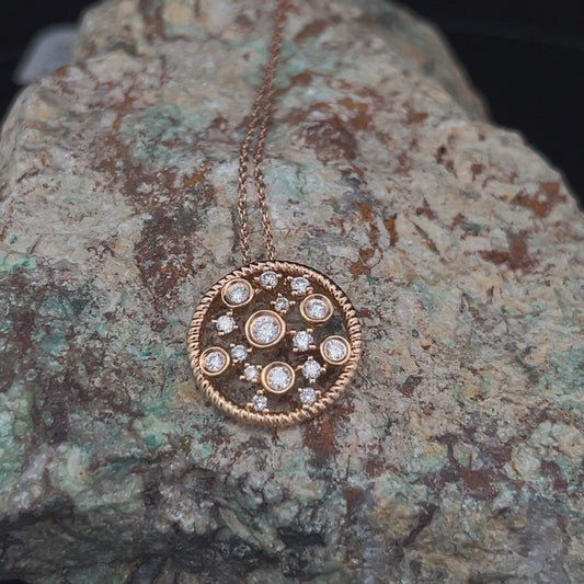 18k Rose Gold & Diamond Circles Pendant .25cttw