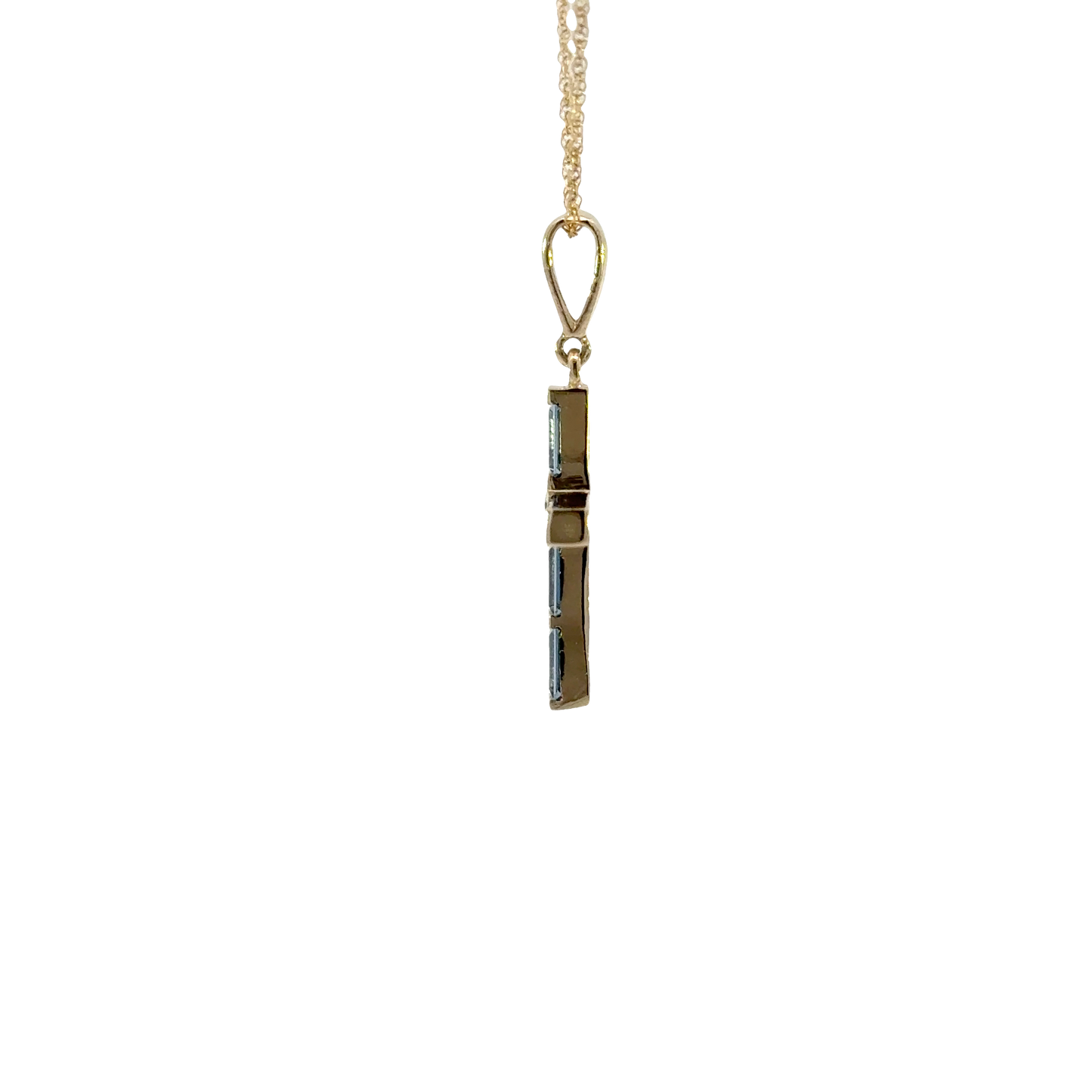 Yogo sapphire cross w/ diamond - 14ky/ .75cttw -yogo