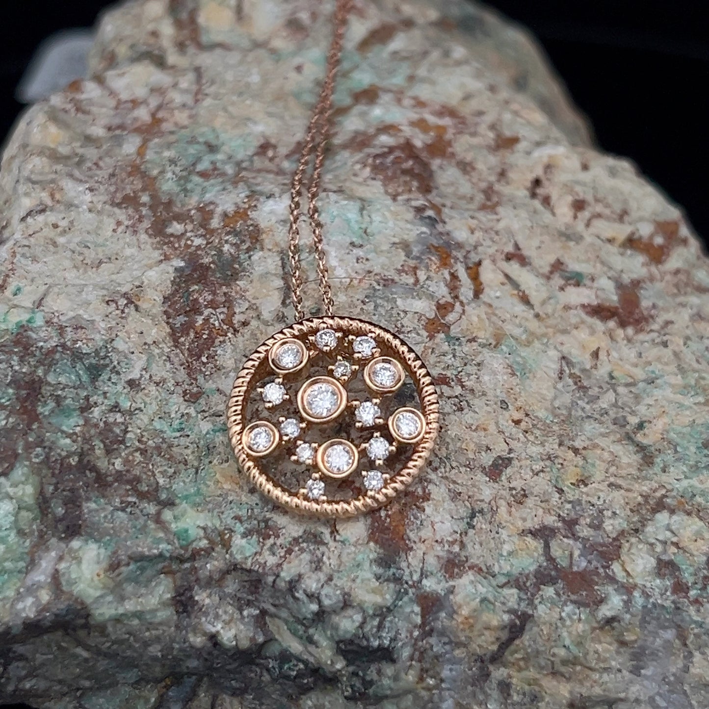 18k Rose Gold & Diamond Circles Pendant .25cttw