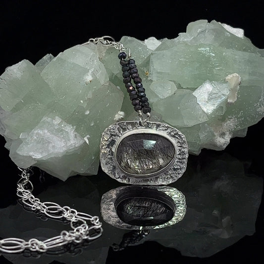 Tourmalinated Quartz Necklace- Sterling Silver