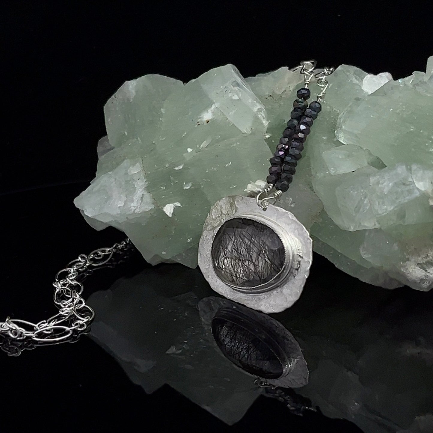 Tourmalinated Quartz Necklace- Sterling Silver