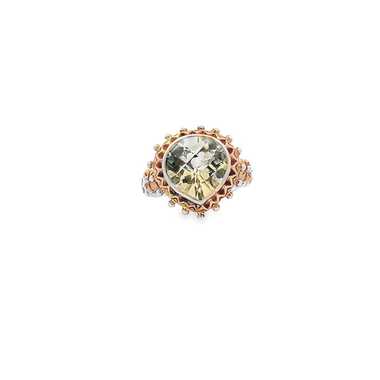 Lemon Quartz Ring -.925 & 18k Yellow Gold