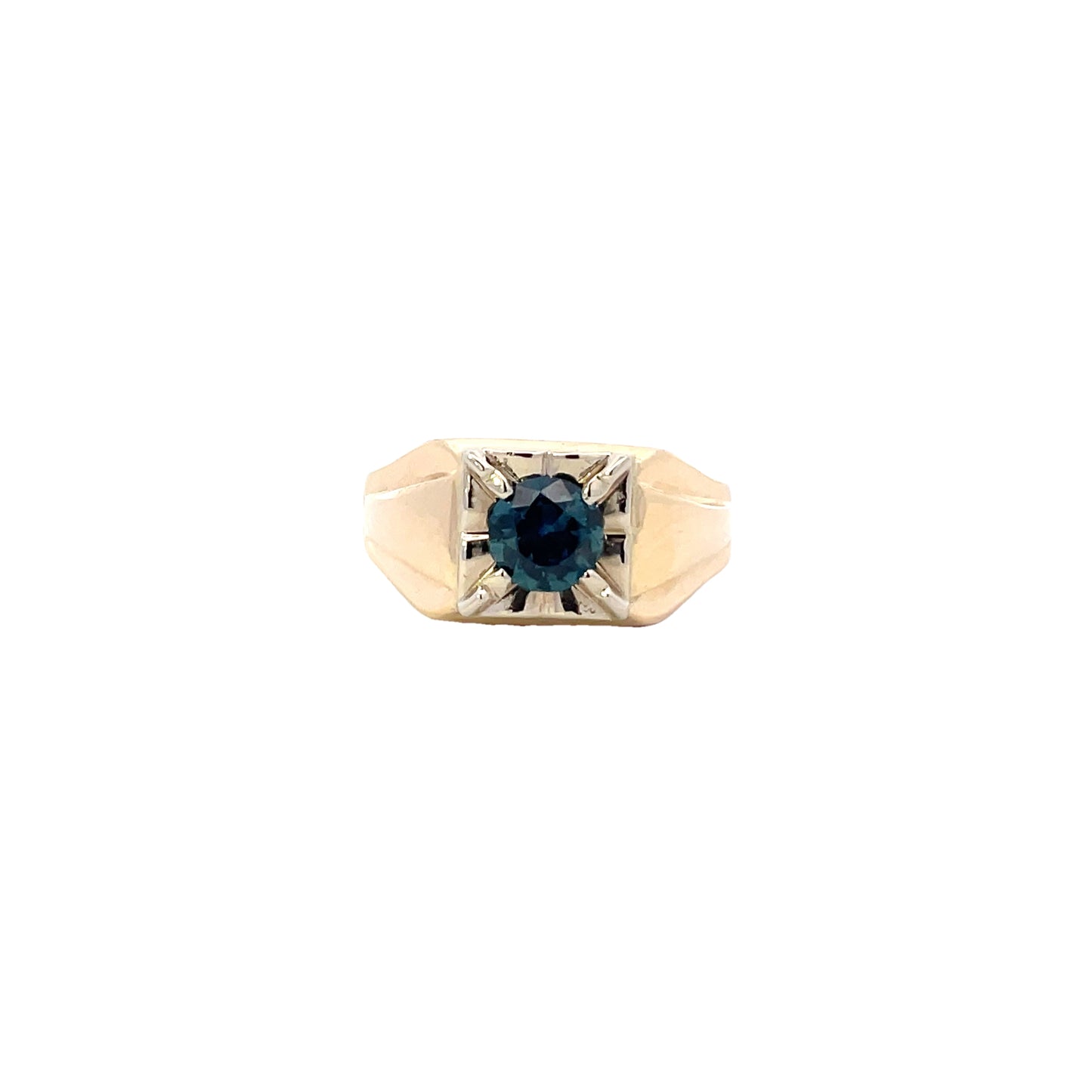 1.3ct MT Sapphire Mens Ring- 14k Yellow Gold