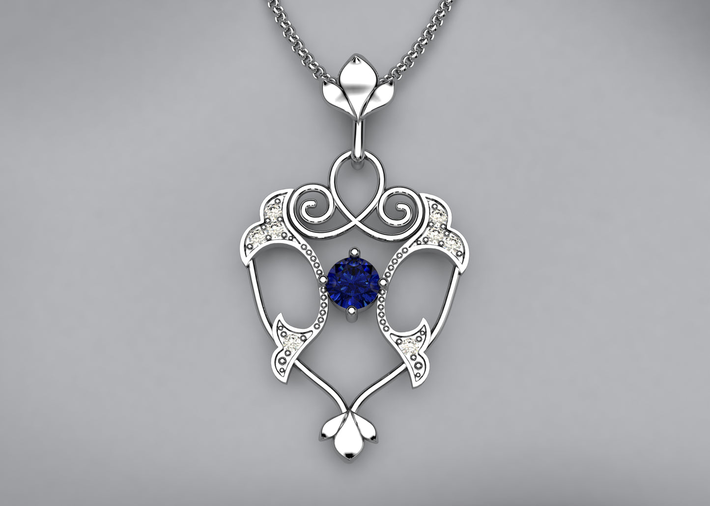 Yogo sapphire & diamond necklace - 14kw-Imagine Original